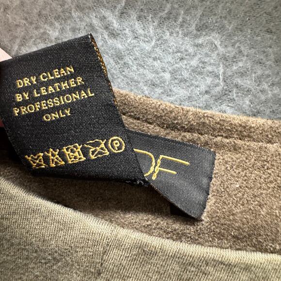 AS by DF Suede Dress Womens Small Brown Long Sleeve Zip Up Retro Knee Length - Picture 5 of 9